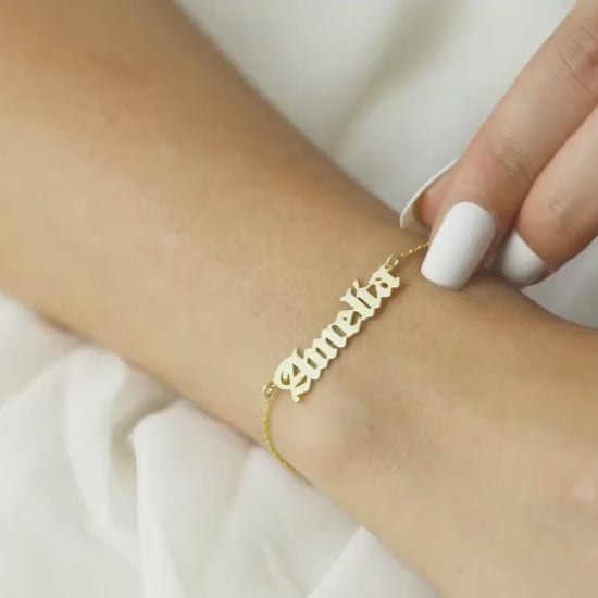 Personalised Name Bracelet, Silver Nameplate Bracelet, Custom Gold Name Jewellery, Christmas, Mother, New Mum, Bridesmaid, Teenage Girl Gift