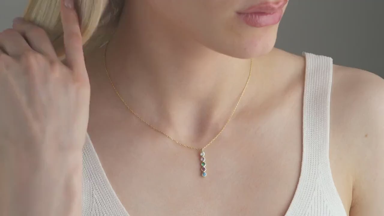 Family Birthstone Necklace, Birthstones Jewelry, Mothers Day Gift, Mom Necklace