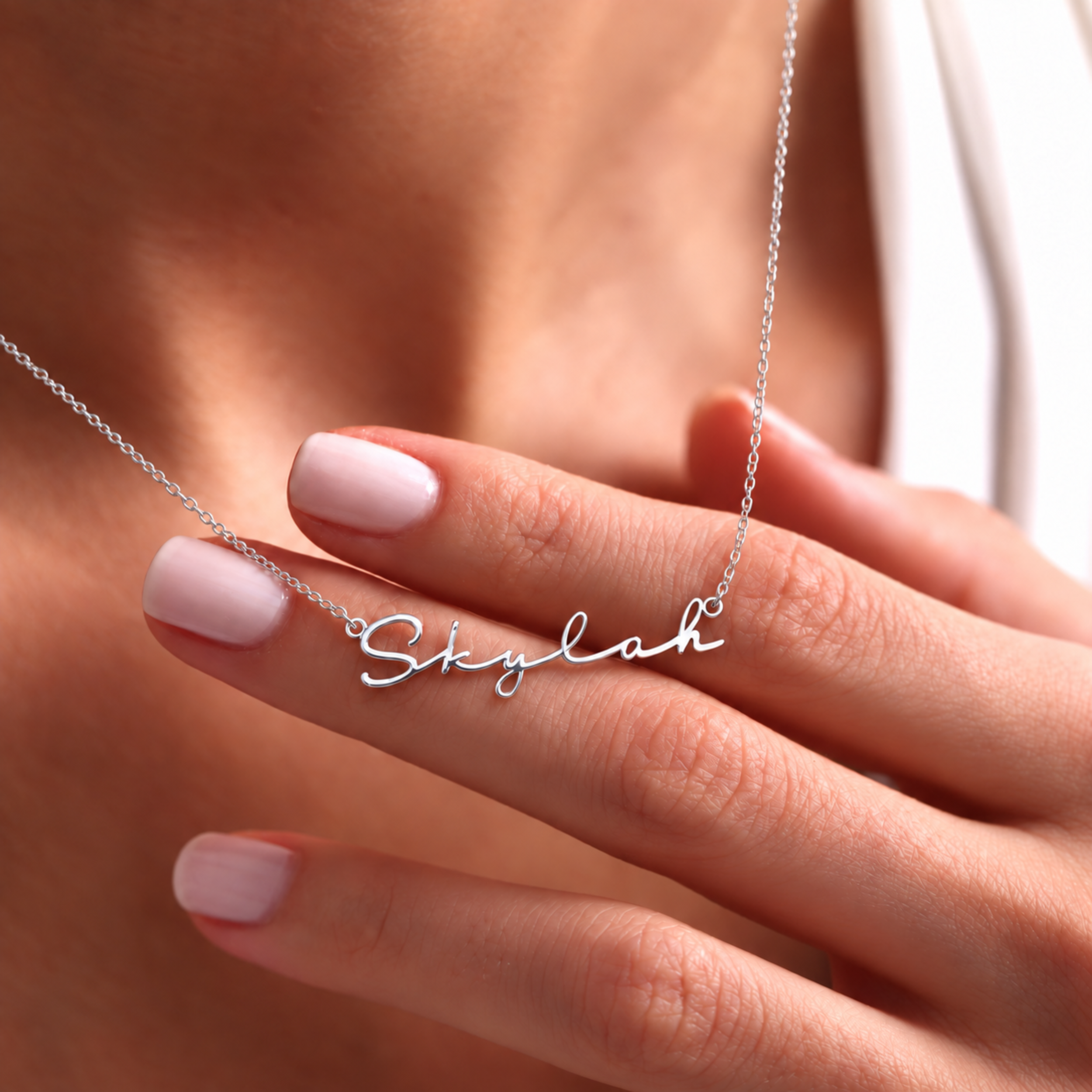 Personalized script name necklace in rose gold finish – custom name in script font, 925 sterling silver rose gold-plated