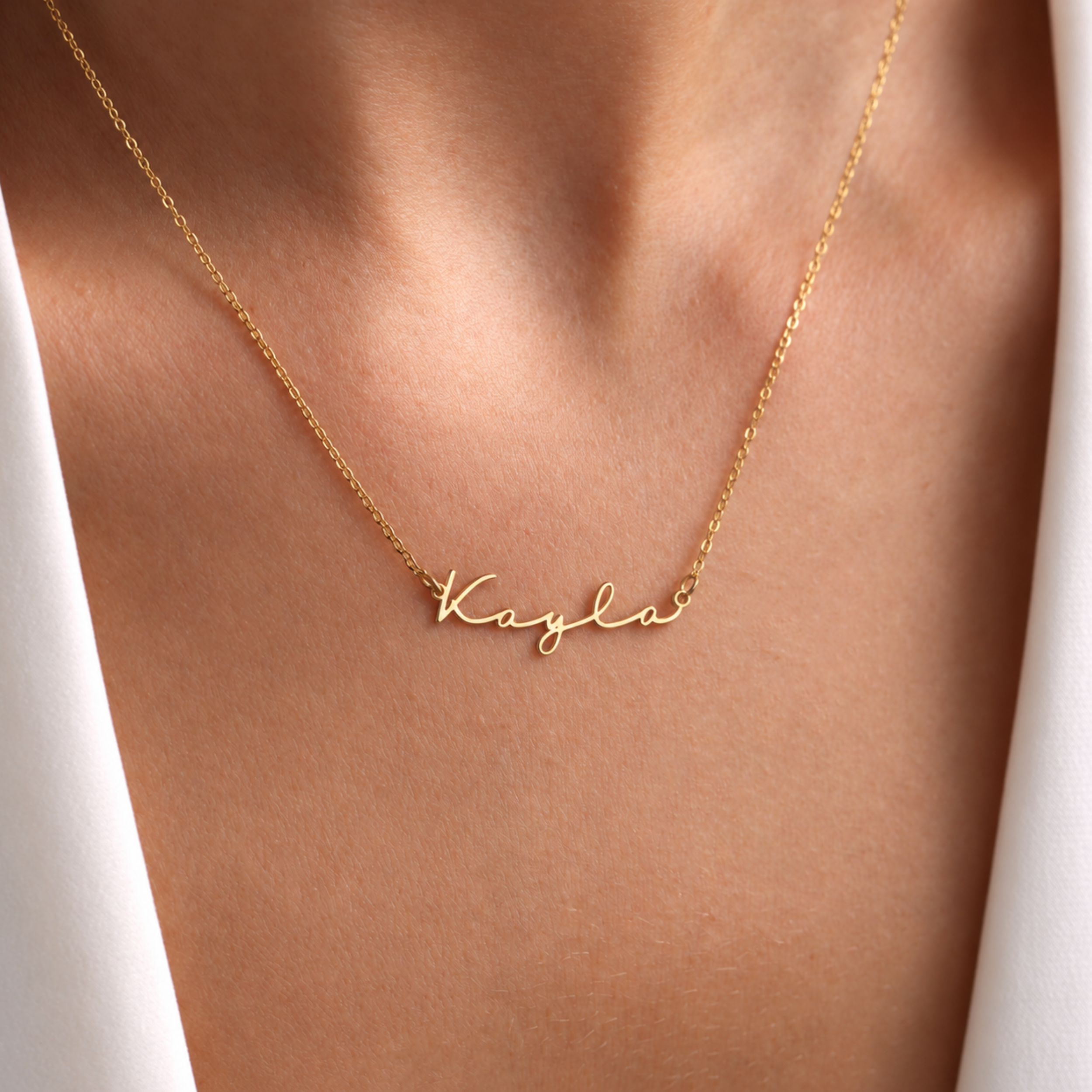 Personalized script name necklace in 14K solid yellow gold – custom cursive name necklace, solid gold