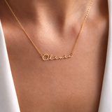 Personalized script name necklace in silver finish – flowing cursive lettering on delicate chain, 925 sterling silver