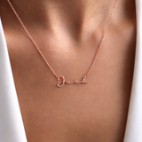 Personalized script name necklace in 14K solid white gold – elegant cursive name necklace, solid gold