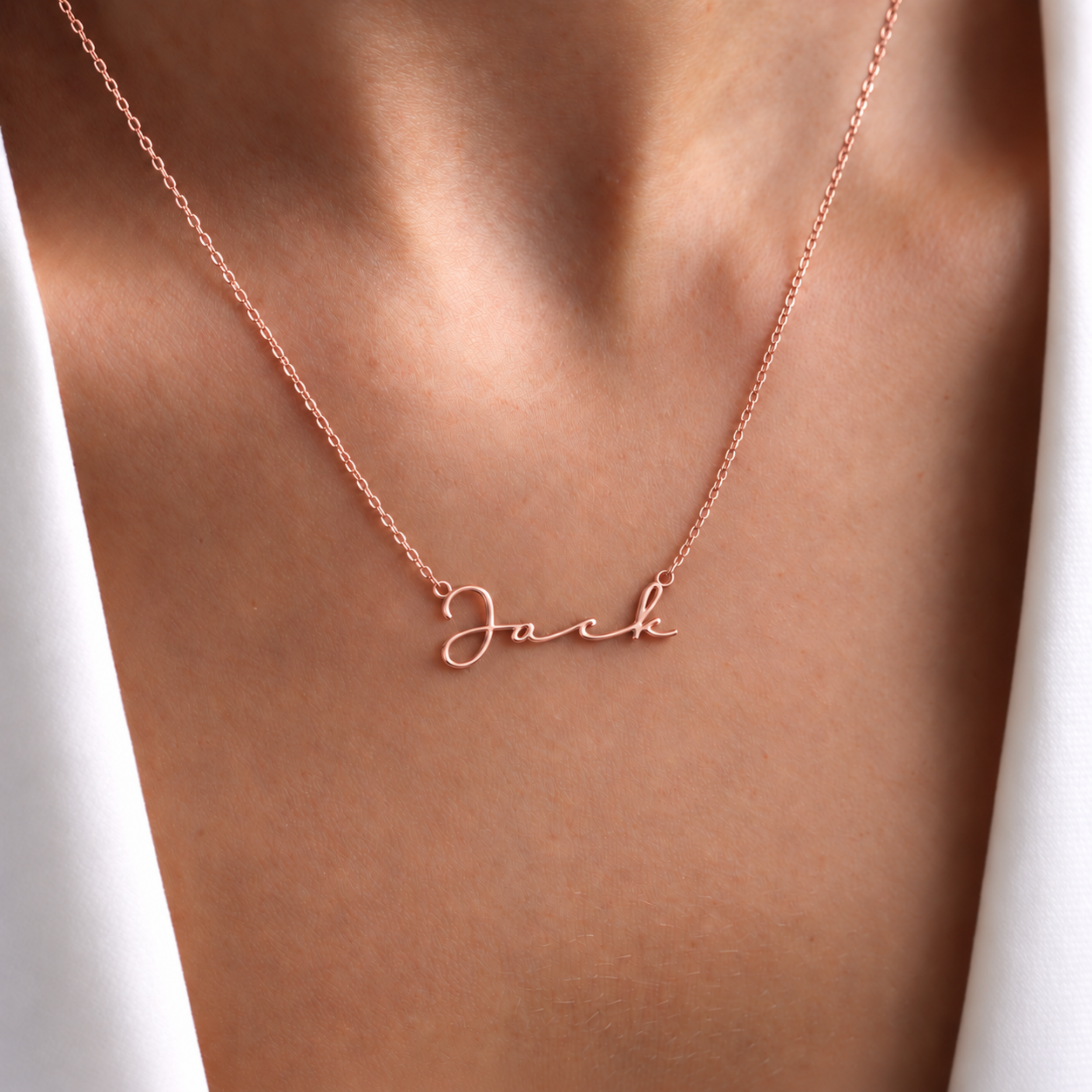 Personalized script name necklace in 14K solid white gold – elegant cursive name necklace, solid gold