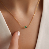 Marquise birthstone necklace in 14K solid gold — personalized birth stone necklace for women