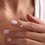 Personalized family birth stone necklace in rose gold — mother birthstone necklace gift